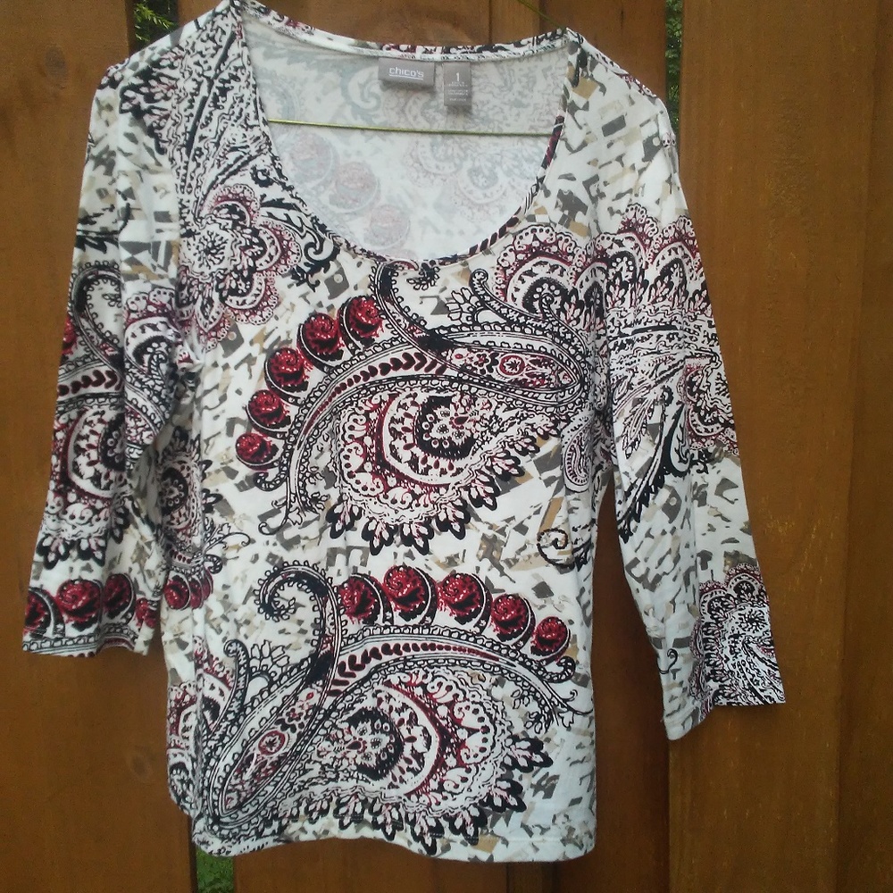 Chico's 3/4 sleeve Cotton shirt Size 1 (M/8)